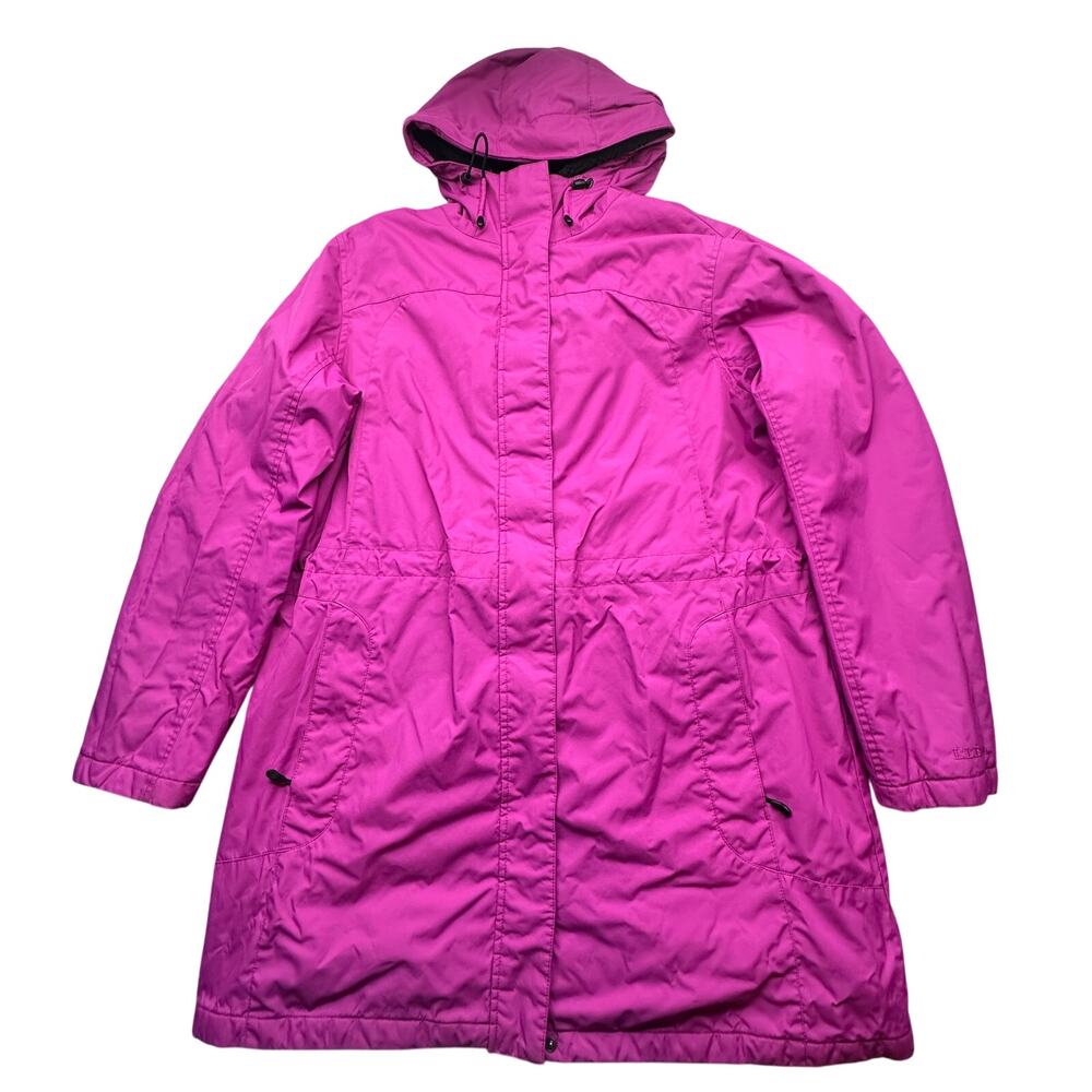 LL Bean Insulated Parka Hooded Jacket Womens Small Hot Pink Zip Button